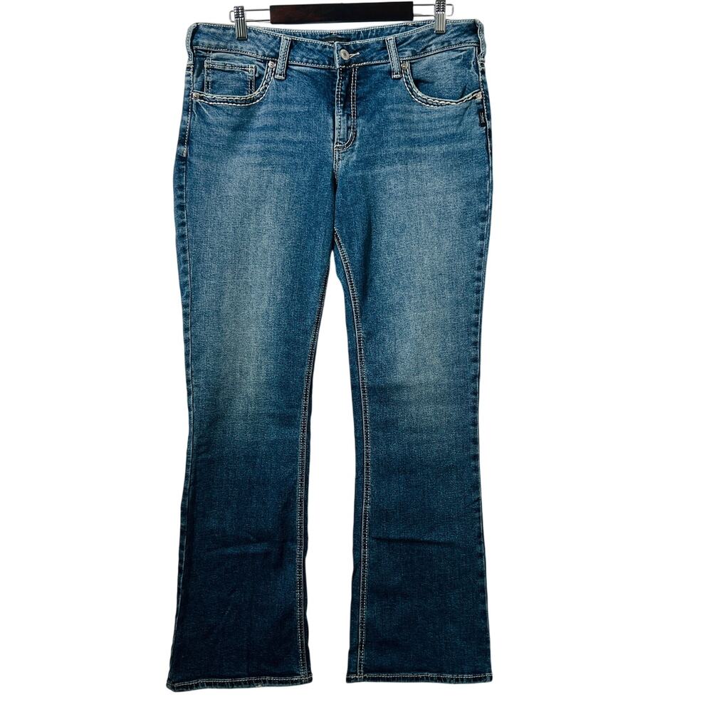 Silver Jeans Co Women's Size 33X33 Blue Elyse Bootcut Mid Rise Stretch Denim